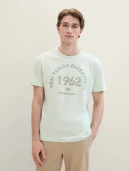 TOM TAILOR T-Shirt mit Logo Print Hellgrün/Grün/Khaki
