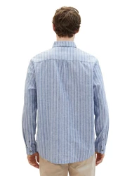TOM TAILOR Langarmhemd COMFORT COTTON LINEN (1) Beige/Hellblau/Khaki/Braun