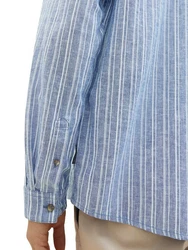 TOM TAILOR Langarmhemd COMFORT COTTON LINEN (1) Beige/Hellblau/Khaki/Braun