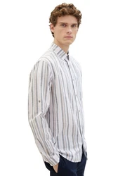 TOM TAILOR Langarmhemd COMFORT COTTON LINEN (1) Weiß/Grau/Hellblau/Rot/Grün/Dunkelblau