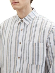 TOM TAILOR Langarmhemd COMFORT COTTON LINEN (1) Weiß/Grau/Hellblau/Rot/Grün/Dunkelblau