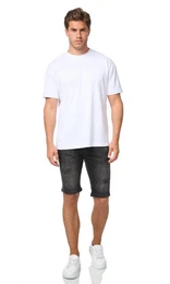 Jeansshorts Schne Destroyed Jeans Capri im Used-Look Schwarz Print 30
