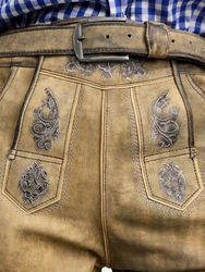 Steigenhofer Manufaktur Trachtenlederhose ANTIK Braun/Khaki/Beige/Dunkelrot