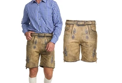 Steigenhofer Manufaktur Trachtenlederhose ANTIK Braun/Khaki/Beige/Dunkelrot