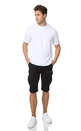 Jeansshorts Cargo Shortpant mit Feinen Akzenten Herren Capri Schwarz XL