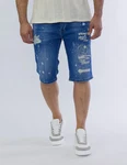 Denim House Jeansshorts Jeanscapri mit heller Waschung und coolem Print Hellblau (31)