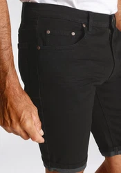 Arizona Jeansshorts gerader Schnitt niedrige Leibhöhe Schwarz/Dunkelgrau