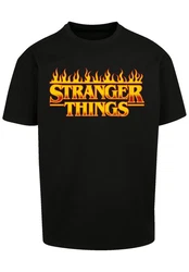 F4NT4STIC T-Shirt Stranger Things Fire Logo Schwarz/Rot/Orange/Braun