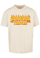 F4NT4STIC T-Shirt Stranger Things Fire Logo Khaki/Beige/Orange/Gelb/Rot