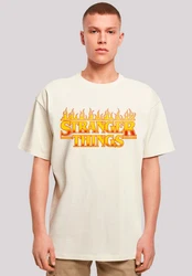 F4NT4STIC T-Shirt Stranger Things Fire Logo Khaki/Beige/Orange/Gelb/Rot