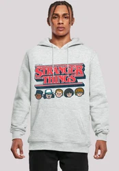 F4NT4STIC Kapuzenpullover Stranger Things Caricature Logo Netflix TV Series Grau/Silber