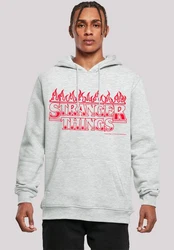 F4NT4STIC Kapuzenpullover Stranger Things Flames Netflix TV Series Grau/Dunkelrot/Silber/Rosa