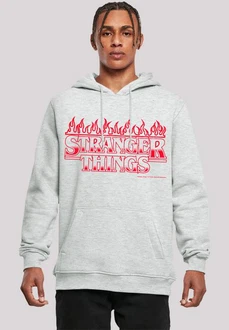 F4NT4STIC Kapuzenpullover Stranger Things Flames Netflix TV Series Grau/Dunkelrot/Silber/Rosa