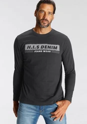 H.I.S Longsleeve Langarm Rundhalsausschnitt Freizeit Dunkelgrau/Grau