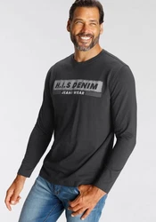 H.I.S Longsleeve Langarm Rundhalsausschnitt Freizeit Dunkelgrau/Grau