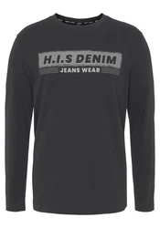 H.I.S Longsleeve Langarm Rundhalsausschnitt Freizeit Dunkelgrau/Grau
