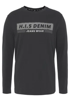 H.I.S Longsleeve Langarm Rundhalsausschnitt Freizeit Dunkelgrau/Grau
