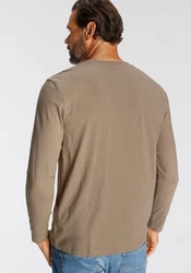 H.I.S Longsleeve Langarm Rundhalsausschnitt Freizeit Khaki
