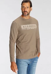 H.I.S Longsleeve Langarm Rundhalsausschnitt Freizeit Khaki