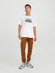 Jack & Jones Kurzarmshirt JJSTEEL TEE SS CREW NECK Hellblau/Schwarz/Khaki
