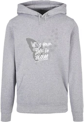 Merchcode Kapuzensweatshirt Its Your Time To Bloom Basic Hoody Grau/Silber/Hellgrau