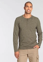 Bruno Banani Langarmshirt schmale Passform Dunkelgrün/Khaki