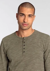 Bruno Banani Langarmshirt schmale Passform Dunkelgrün/Khaki