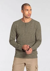 Bruno Banani Langarmshirt schmale Passform Dunkelgrün/Khaki