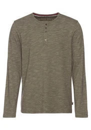 Langarmshirt schmale Passform, melierte Optik und Druck