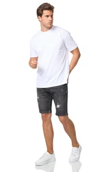 Denim House Jeansbermudas im Destroyed Look mit Stretch Schwarz