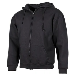 Rundhalspullover Kapuzen Sweatshirt-Jacke, 340 g/m, schwarz
