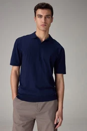 Polokragenpullover Regular Fit Trophy Kurzarm-Strickpullover (1-tlg)