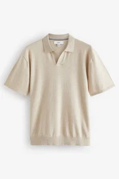 Polokragenpullover Regular Fit Trophy Kurzarm-Strickpullover (1-tlg)