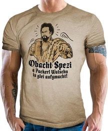 Trachtenshirt im Vintage Retro Used Look - Fr echte Bayern Fans: Obacht Spezi