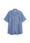 Armedangels Kurzarmhemd LOVAAR LINO Relaxed Fit Blau/Hellblau
