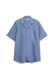 Armedangels Kurzarmhemd LOVAAR LINO Relaxed Fit Blau/Hellblau