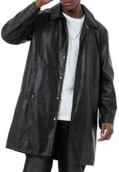 RedBridge Herren Kunstleder Jacke Mantel Schwarz