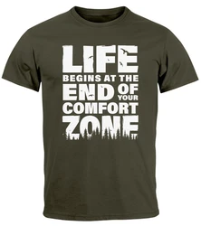 Neverless T-Shirt Life begins at the end of your Comfort Zone Grün/Dunkelgrün