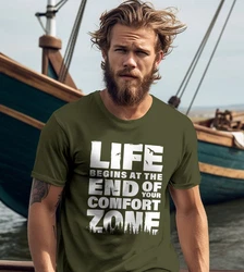 Neverless T-Shirt Life begins at the end of your Comfort Zone Grün/Dunkelgrün