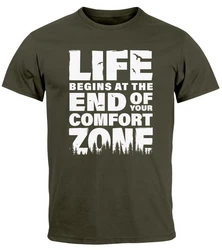 Neverless T-Shirt Life begins at the end of your Comfort Zone Grün/Dunkelgrün