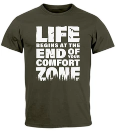 Print-Shirt Herren T-Shirt Life begins at the end of your Comfort Zone Zitat mit Print