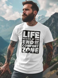 Neverless T-Shirt Life begins at the end of your Comfort Zone Grün/Grau/Braun/Weiß