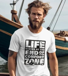 Neverless T-Shirt Life begins at the end of your Comfort Zone Grün/Grau/Braun/Weiß