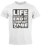 Neverless T-Shirt Life begins at the end of your Comfort Zone Grün/Grau/Braun/Weiß