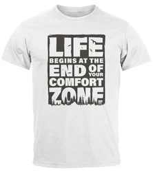 Neverless T-Shirt Life begins at the end of your Comfort Zone Grün/Grau/Braun/Weiß