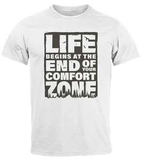 Neverless T-Shirt Life begins at the end of your Comfort Zone Grün/Grau/Braun/Weiß