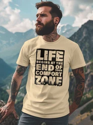 Neverless T-Shirt Life begins at the end of your Comfort Zone Beige/Khaki/Braun/Grün