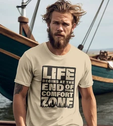 Neverless T-Shirt Life begins at the end of your Comfort Zone Beige/Khaki/Braun/Grün