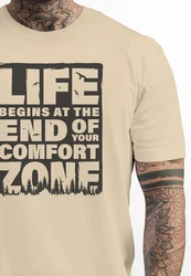 Neverless T-Shirt Life begins at the end of your Comfort Zone Beige/Khaki/Braun/Grün
