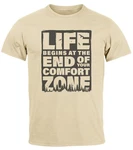 Neverless T-Shirt Life begins at the end of your Comfort Zone Beige/Khaki/Braun/Grün